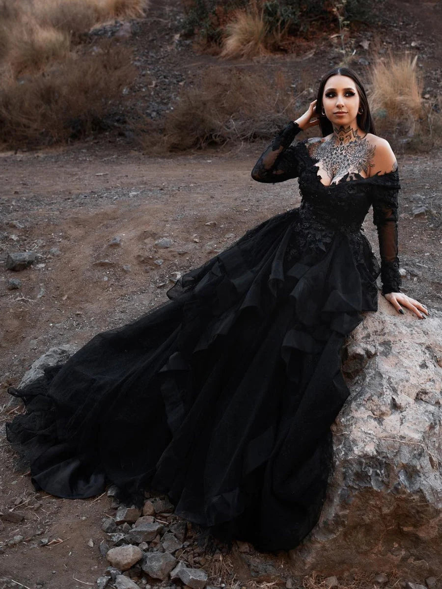 black gothic wedding dresses
